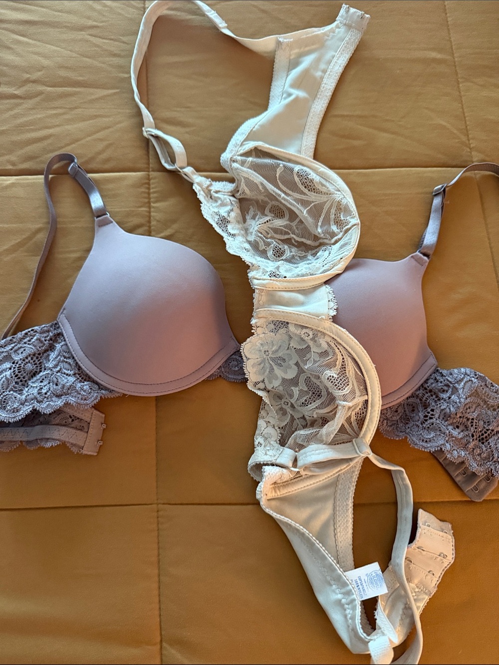 Goddess Light Mauve and Cream Lace Trim T-Shirt Bra Duo